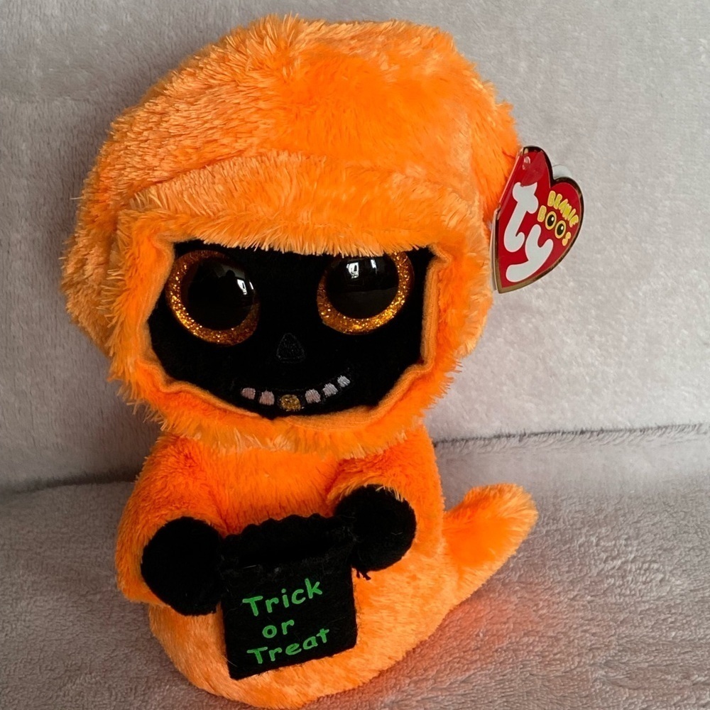 2018 TY Beanie Boo Halloween Grimmer The Ghoul TySilk 6” Orange Trick Or Treat